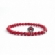 Bamboo Bead Bracelet For Man With Swarovski Strass And Steel Round Tag Charm