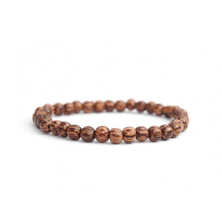 Brown Wood Very Little Beads Bracelet For Man