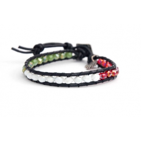 Mix Colored Wrap Bracelet For Woman - Crystals Onto Marc Leather