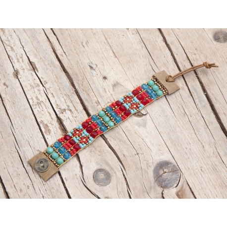 Bracciale donna Texas blu e rosso