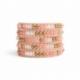 Mix Colored Wrap Bracelet For Woman - Precious Stones Onto Pink Leather