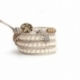 Cream Swarovski Wrap Bracelet For Woman. Elegance Onto A Pearl Leather