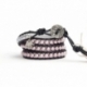 Rose Swarovski Pearls Wrap Bracelet For Woman. Switness And Character Onto Black Leather