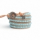 Blue Sky Wrap Bracelet For Woman - Crystals Onto Bronze Leather