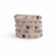 Rainbow Flourite Beaded Wrap Bracelet For Woman. Precious Stones Onto Natural Leather