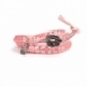 Pink Wrap Bracelet For Woman - Precious Stones Onto Natural Light Leather