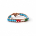 Mix Colored Wrap Bracelet For Woman - Crystals Onto Natural Light Leather