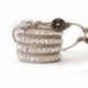 Precious Crystal Extra Brilliant Wrap Bracelet For Woman. Swarovski Crystals Ab Onto White Pearl Leather