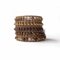 Brown Wrap Bracelet For Woman - Precious Stones Onto Natural Dark Leather