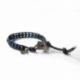 Black Onyx And Blue Agate Wrap Bracelet For Man. Black Onyx And Blue Agate Onto Black Leather