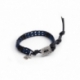 Black Onyx And Blue Agate Wrap Bracelet For Man. Matte Onyx And Blue Agate Onto Natural Black Leather