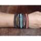 Bracciale donna multicolore su cuoio nero