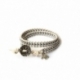 Grey Wrap Bracelet For Woman - Precious Stones Onto White Leather