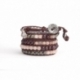 Mix Colored Wrap Bracelet For Woman - Precious Stones Onto Brown Bark Leather