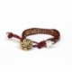 Bronze Wrap Bracelet For Woman - Precious Stones Onto Dark Red Leather