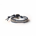 Bracciale donna ematite silver su cuoio blu