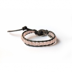 Pink Wrap Bracelet For Woman - Precious Stones Onto Mallow Leather