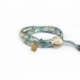 Swarovski Sky Blu Crystals Wrap Bracelet For Woman. Crystals Onto Metallic Sky Blu Leathers