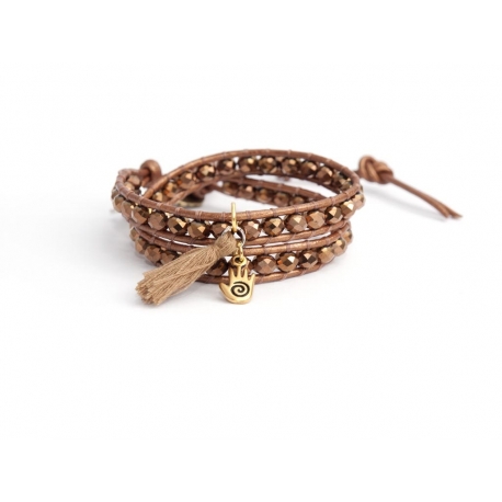 Bracciale donna cristalli oro scuro e charm sole