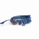 Metallic Blue Wrap Bracelet For Woman - Crystals Onto Metallic Blue Leather And Charm