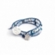Swarovski Wrap Bracelet For Woman. Aurore Boreale And Blue Crystals Onto Metallic Blue Leather And Swarovski Button