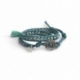 Green Wrap Bracelet For Woman - Crystals Onto Green Turquoise Leather And Charm