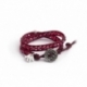 Red Wrap Bracelet For Woman - Crystals Onto Bordeaux Leather And Silver Charm