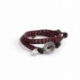 Red Wrap Bracelet For Woman - Crystals Onto Dark Brown Leather
