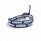 Crystal Ab And Jet Swarovskiwrap Bracelet For Woman. Blue Tones Onto Metalli Blue Leatherand Swarovski Button