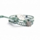 Dark Moss Green Crystal Ab Swarovski Wrap Bracelet For Women. Metallic Jade Leather And Swarovki Button