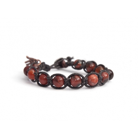 Bracciale tibetano uomo diaspro polychrome rosso