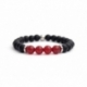 Black Matte Onyx Natural And Red Agate Stone Beads Man Bracelet