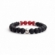 Black Matte Onyx Natural And Red Agate Stone Beads Man Bracelet