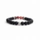 Black Onyx And Red Polychrome Jasper Stone Beads Man Bracelet