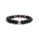 Mens Beaded Bracelet With Matte Onyx Natural And Red Tiger Eye Stone