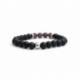 Bracciale nero uomo onice matte diaspro leopard