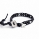 Bracciale uomo ematite silver e onice opaco su cuoio nero