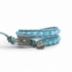 Azure Wrap Bracelet For Woman - Crystals Onto White Leather