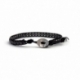 Hematite Wrap Bracelet For Man. Grey Hematite Onto Black Leather