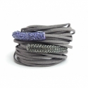 Grey Alcantara Wrap Bracelet For Woman With Strass